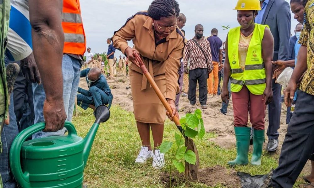 A l'occasion de la journée de l'arbre au Togo, Victoire Tomégah-Dogbé a planté des arbres dans trois localités